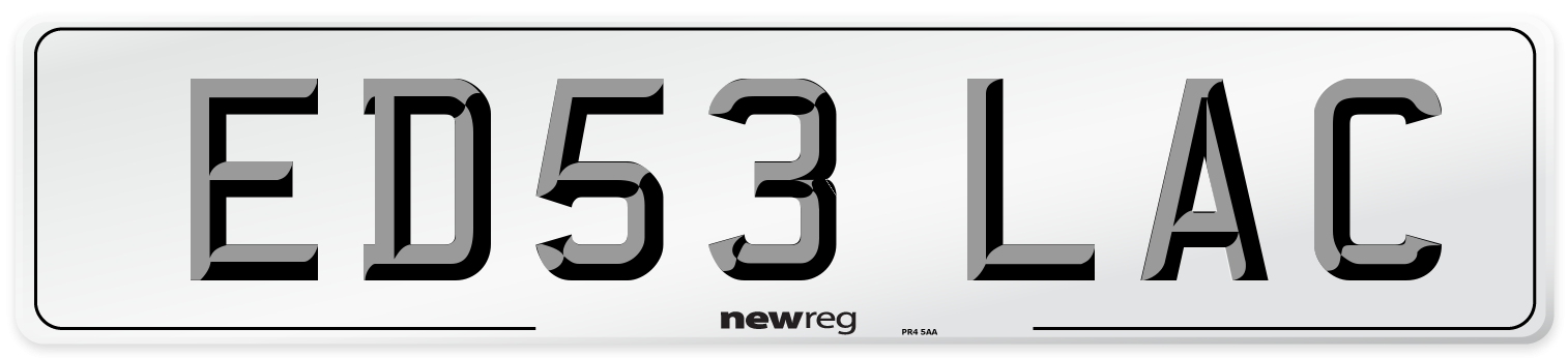 ED53 LAC Number Plate from New Reg